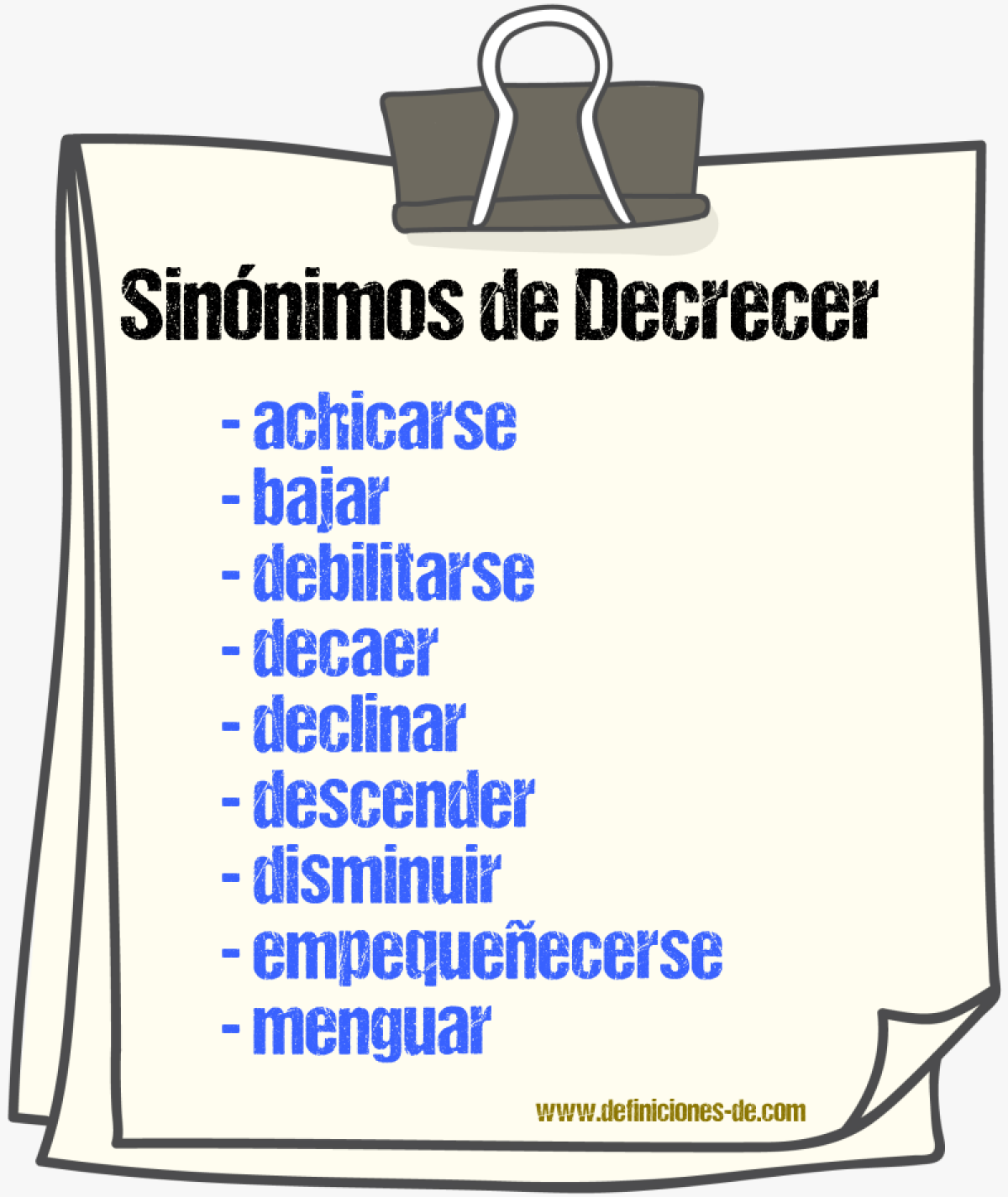 Sinnimos de decrecer