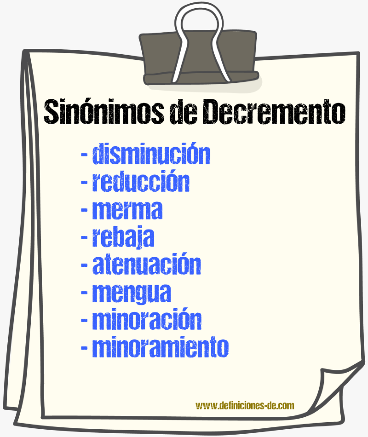 Sinónimos de decremento