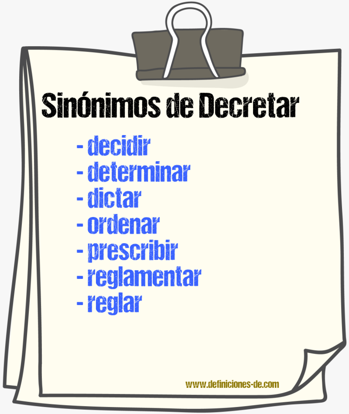 Sinnimos de decretar