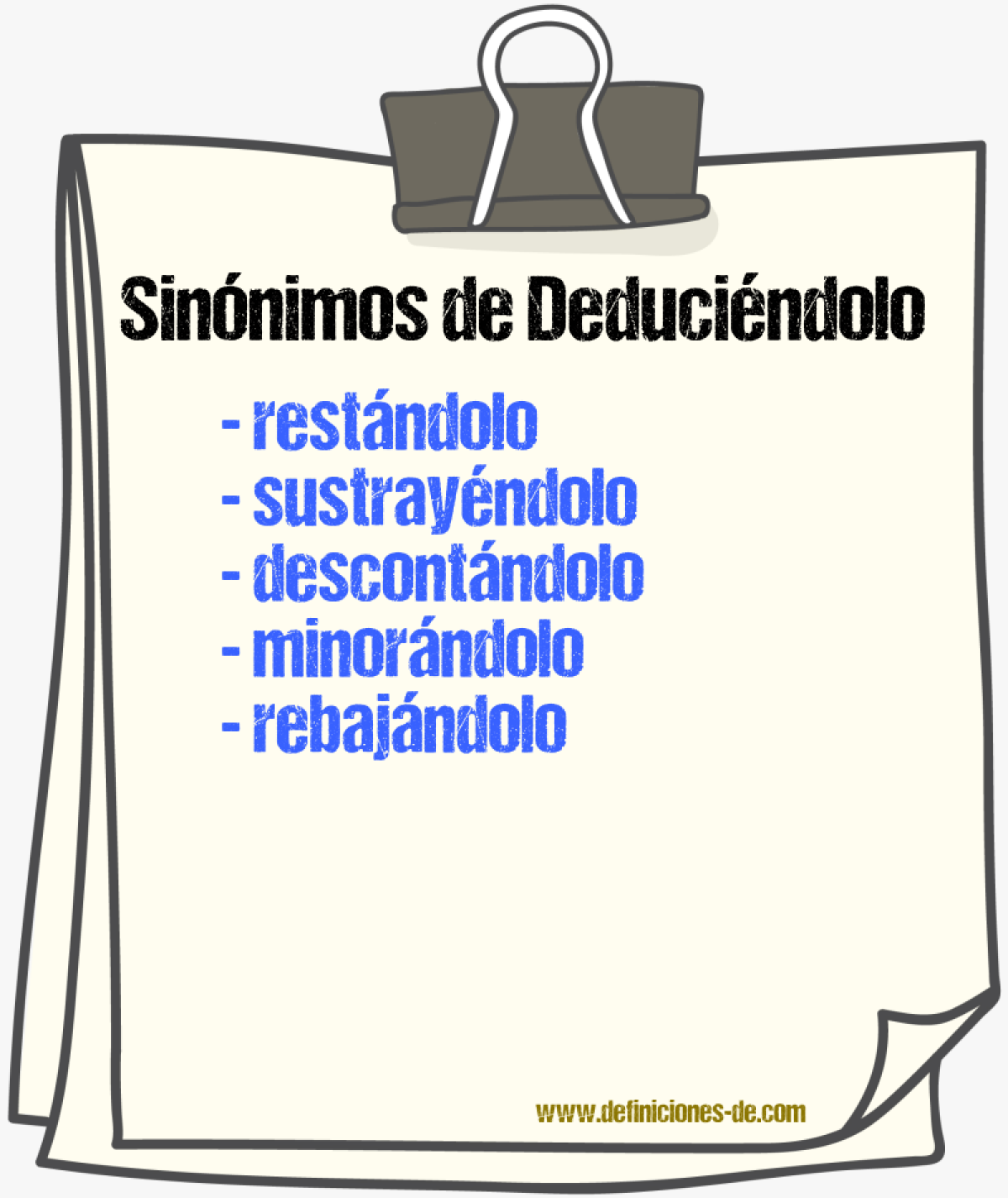 Sinónimos de deduciéndolo