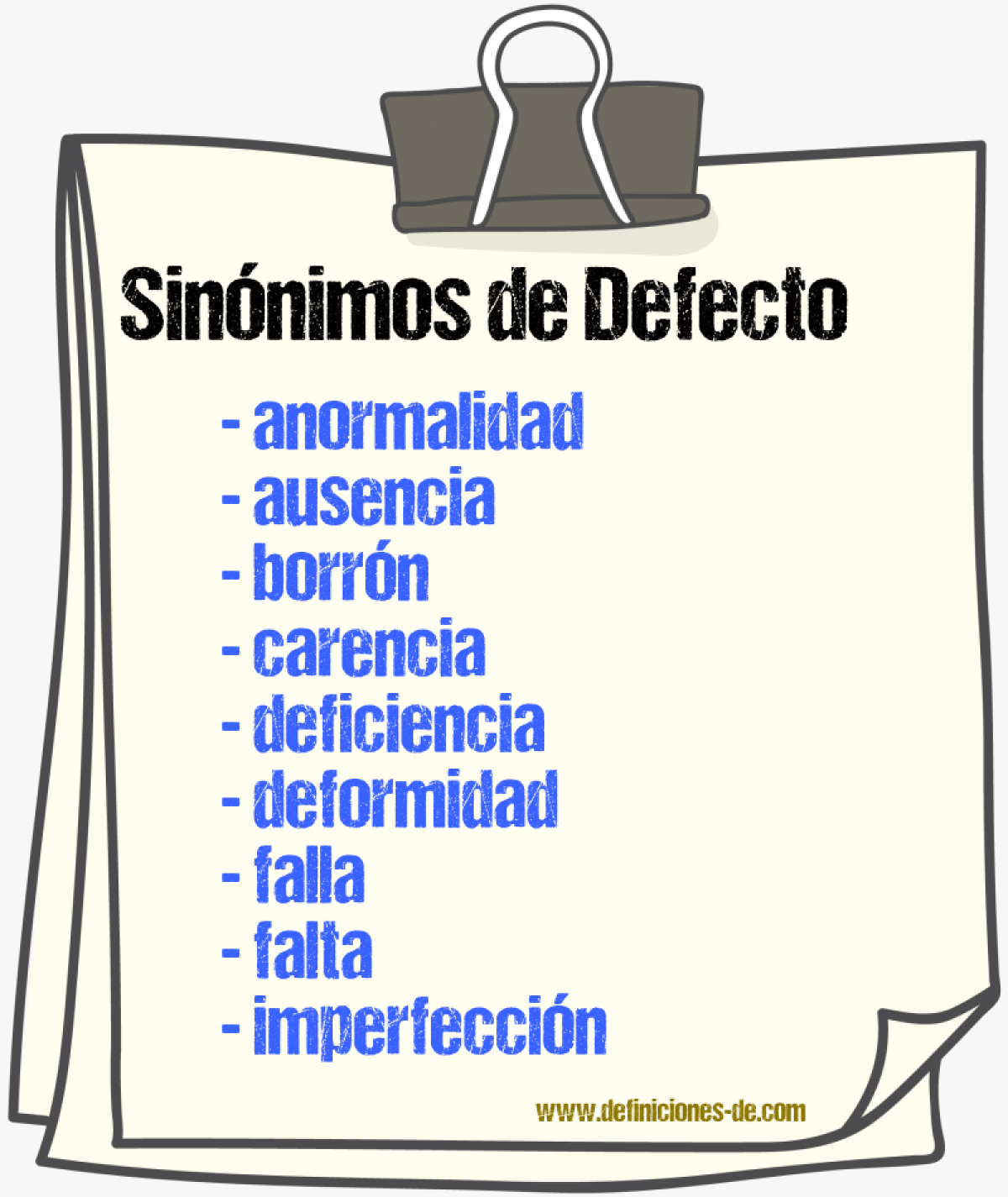 Sinnimos de defecto