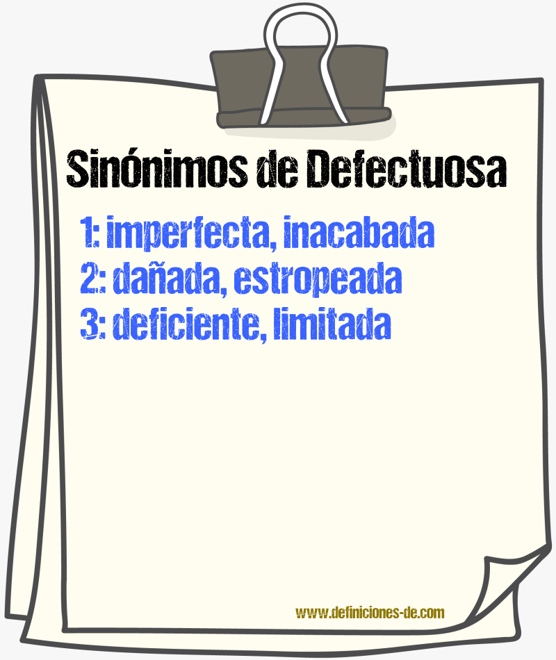 Sinónimos de defectuosa