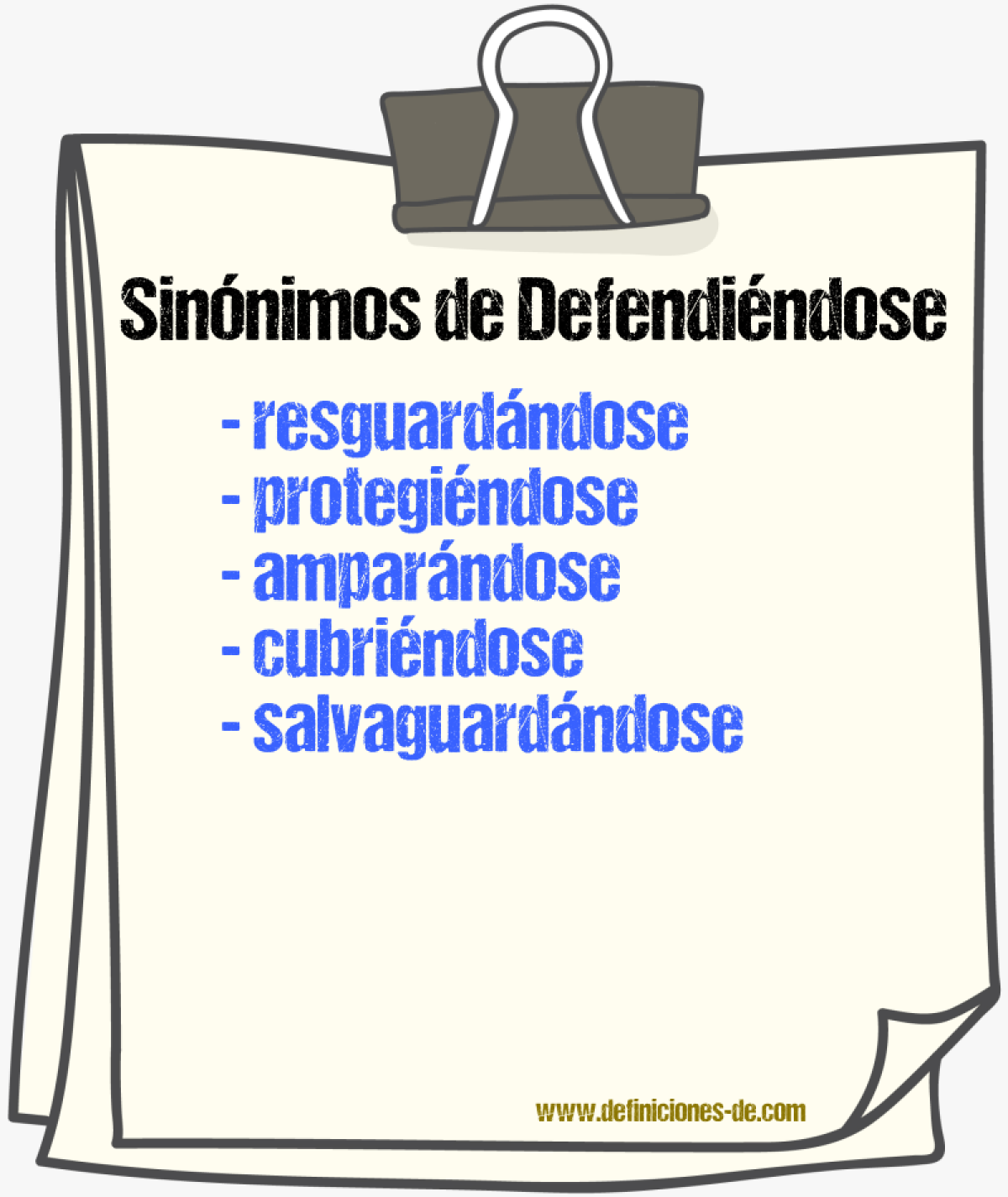 Sinónimos de defendiéndose