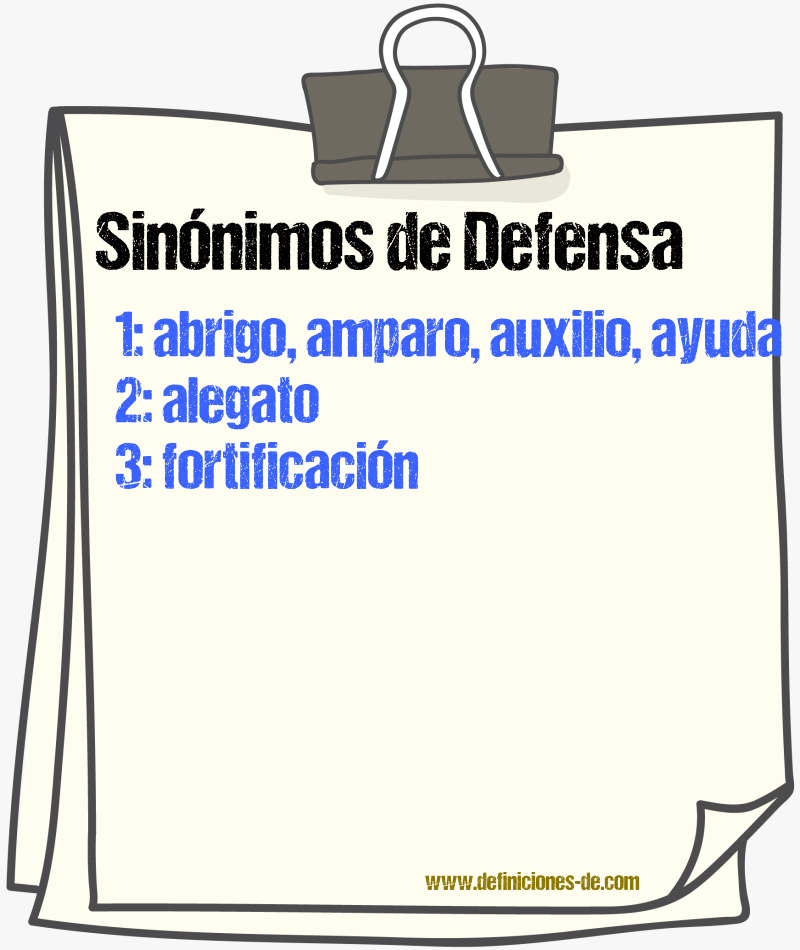 Sinnimos de defensa