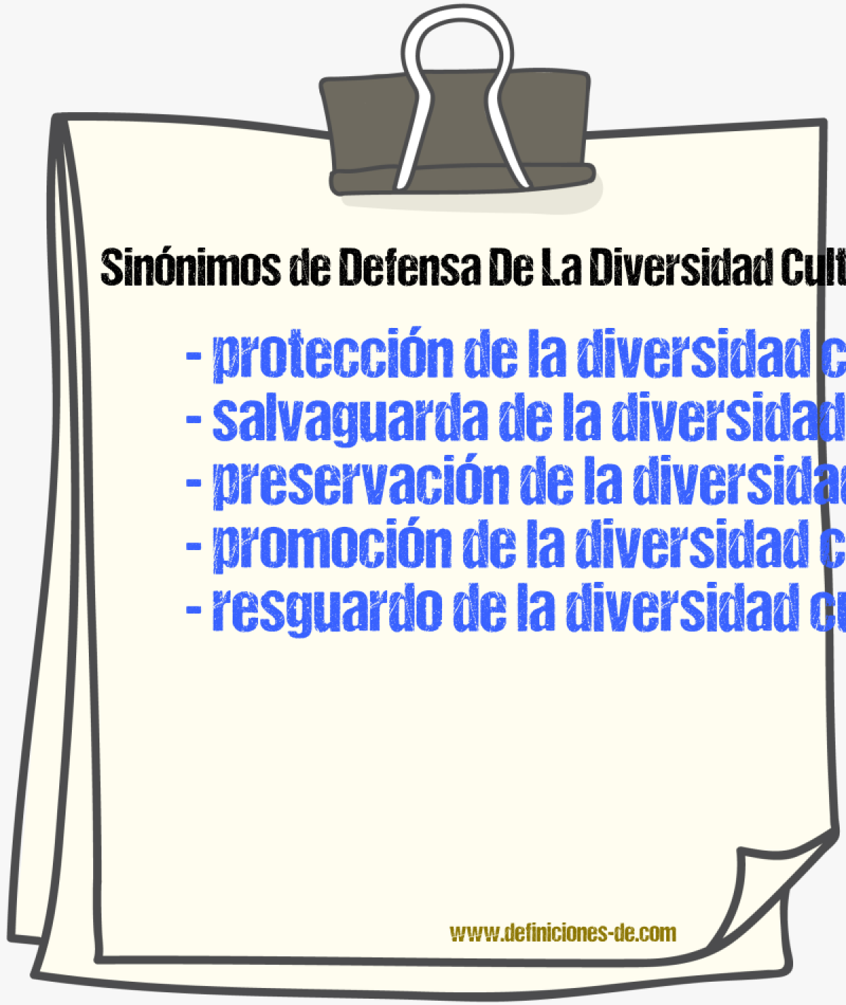 Sinónimos de defensa de la diversidad cultural