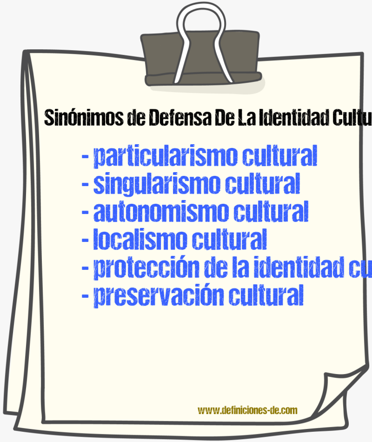 Sinónimos de defensa de la identidad cultural