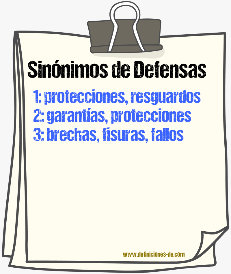 Sinónimos de defensas