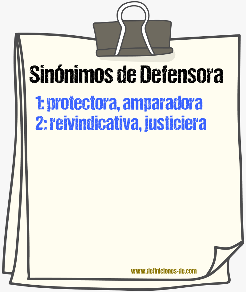Sinónimos de defensora