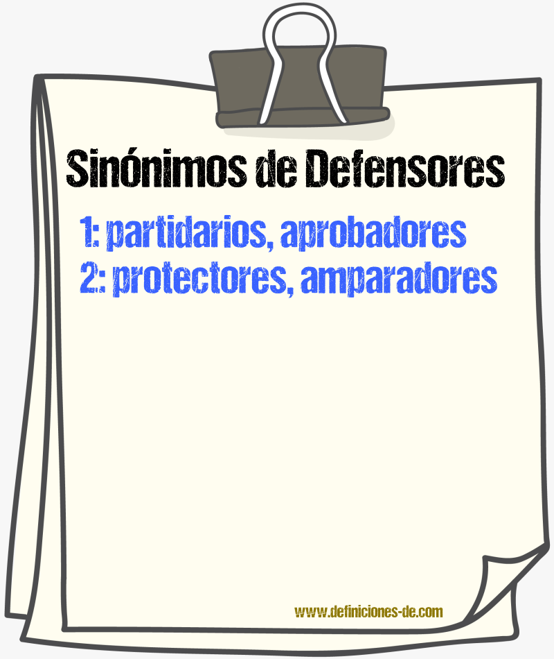 Sinónimos de defensores