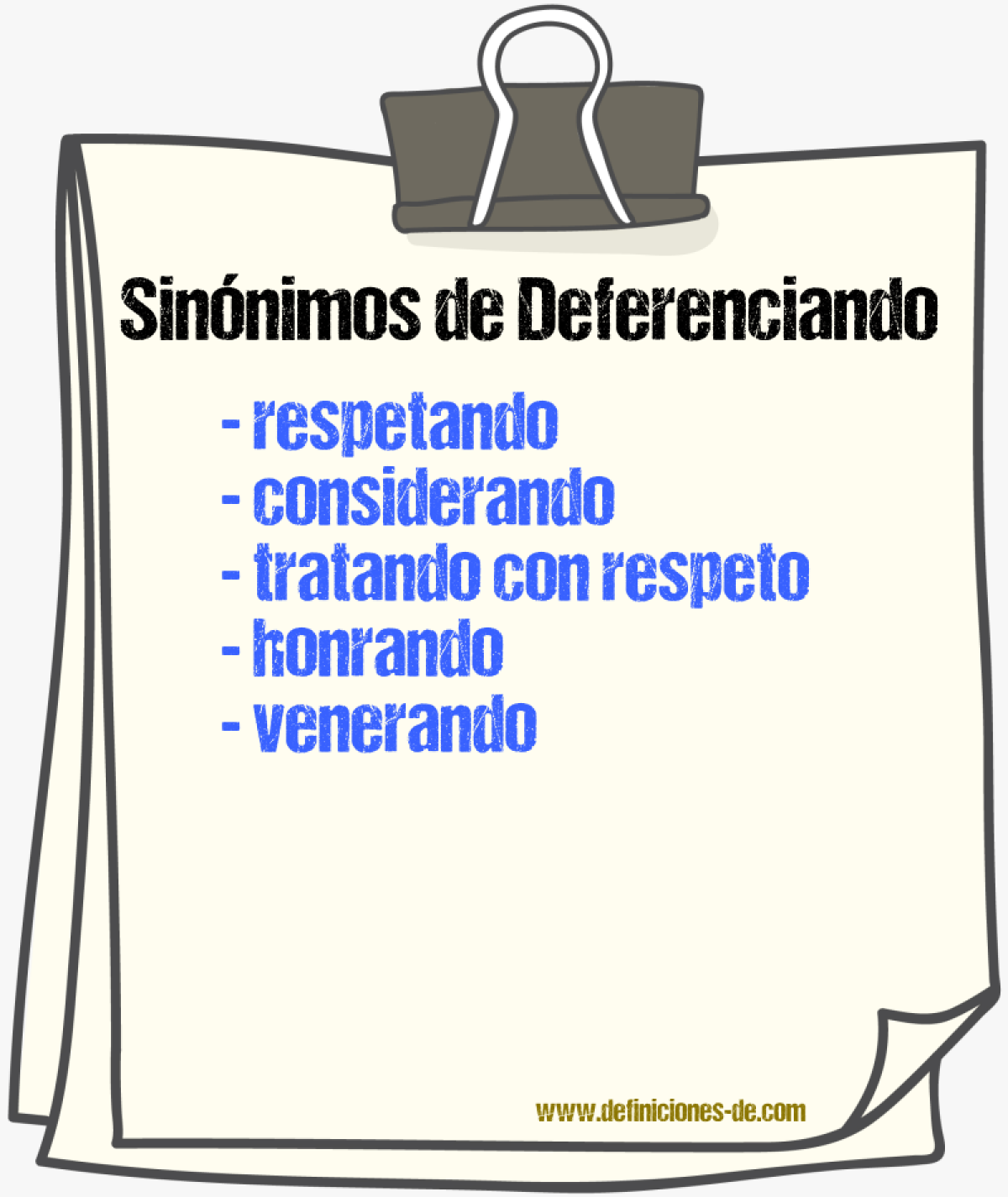 Sinónimos de deferenciando