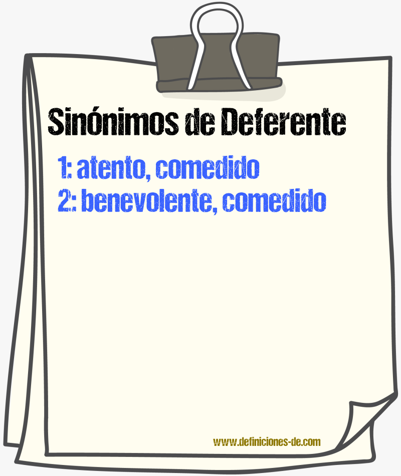 Sinnimos de deferente