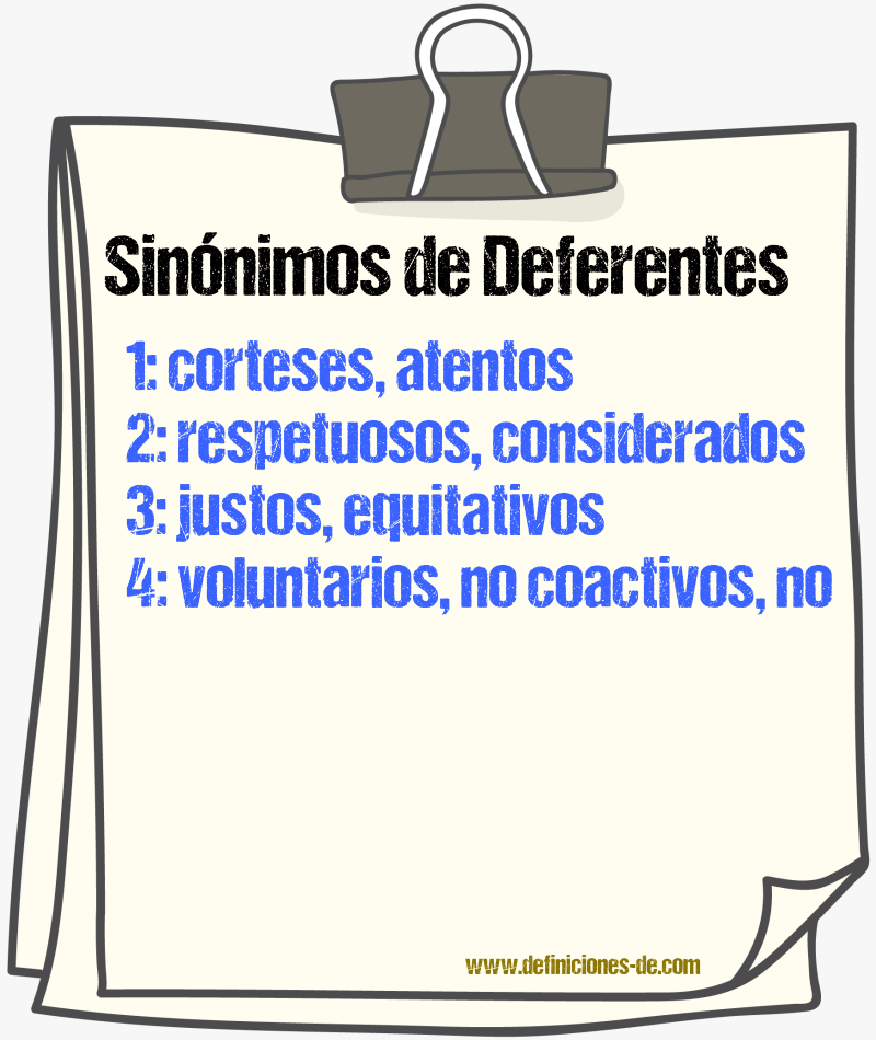 Sinónimos de deferentes