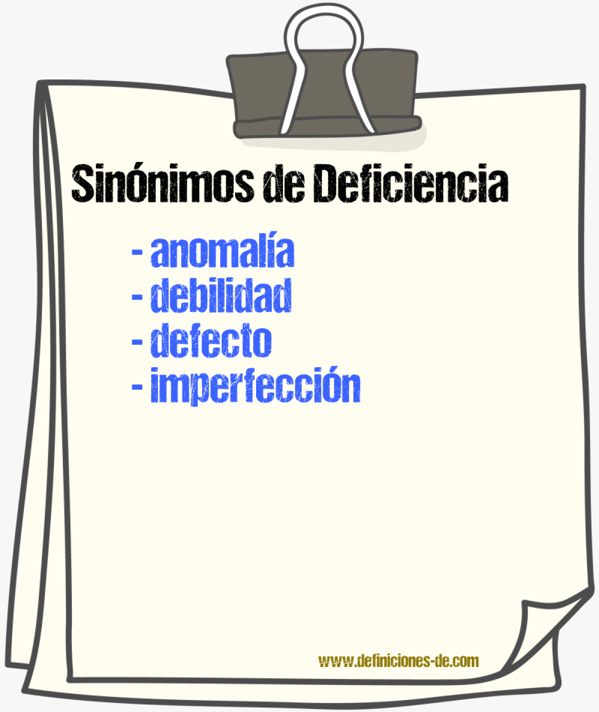 Sinnimos de deficiencia