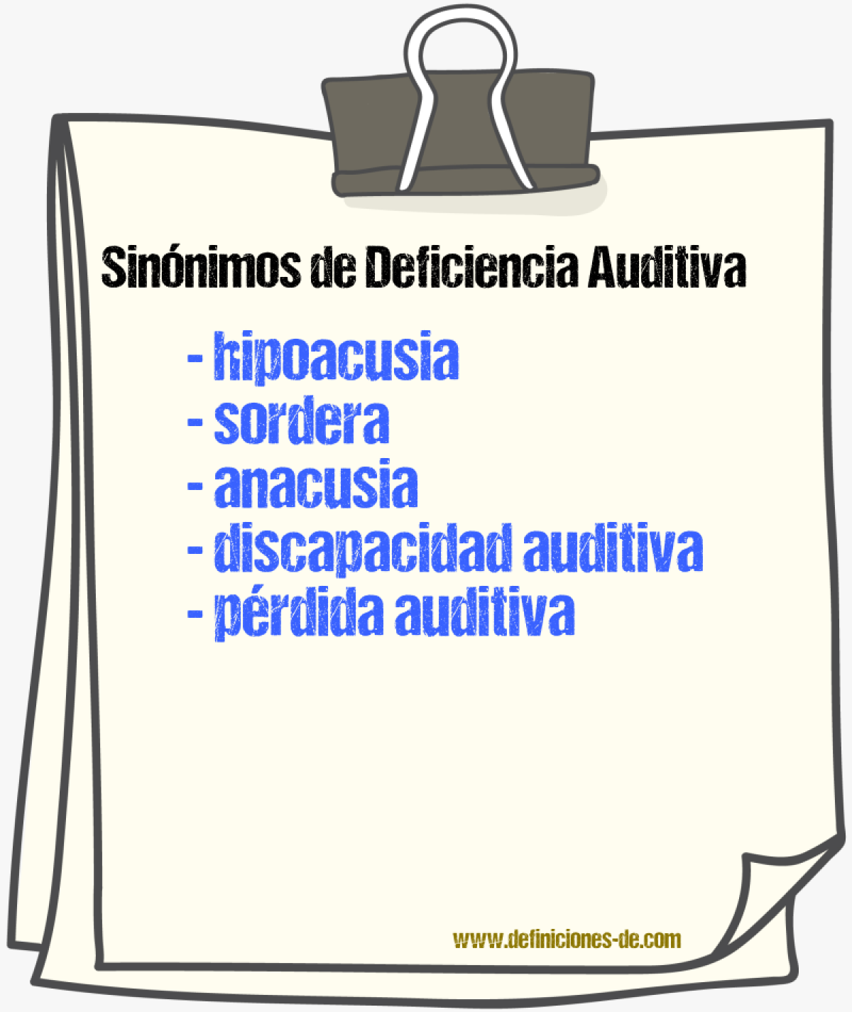 Sinónimos de deficiencia auditiva