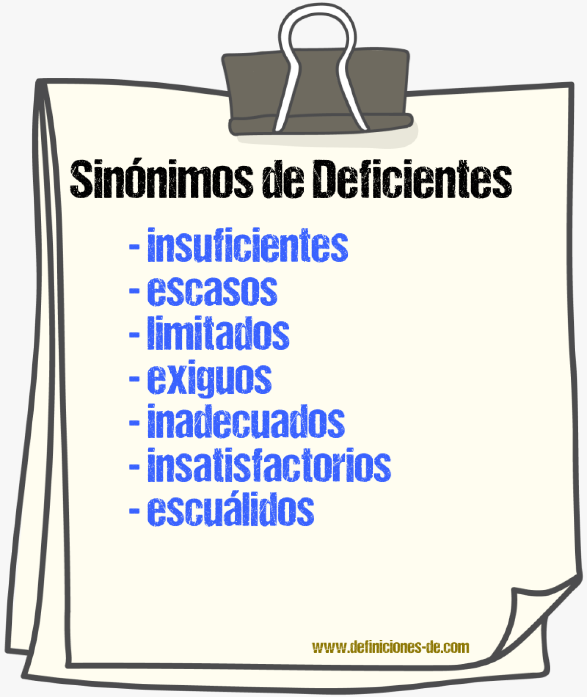 Sinónimos de deficientes