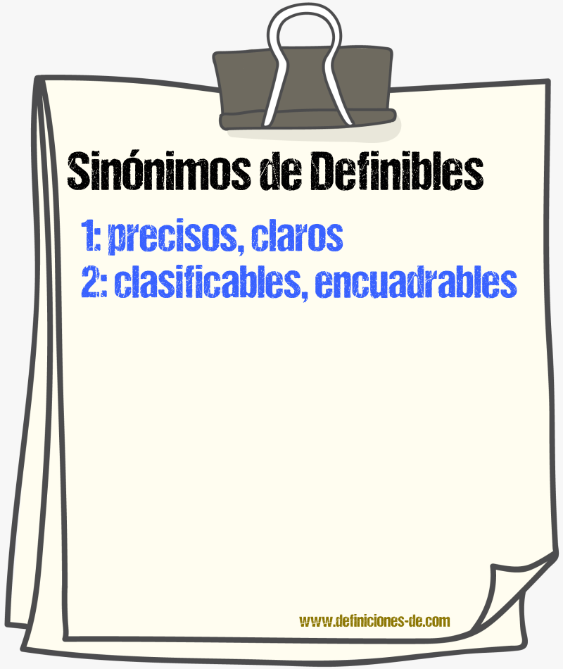 Sinónimos de definibles