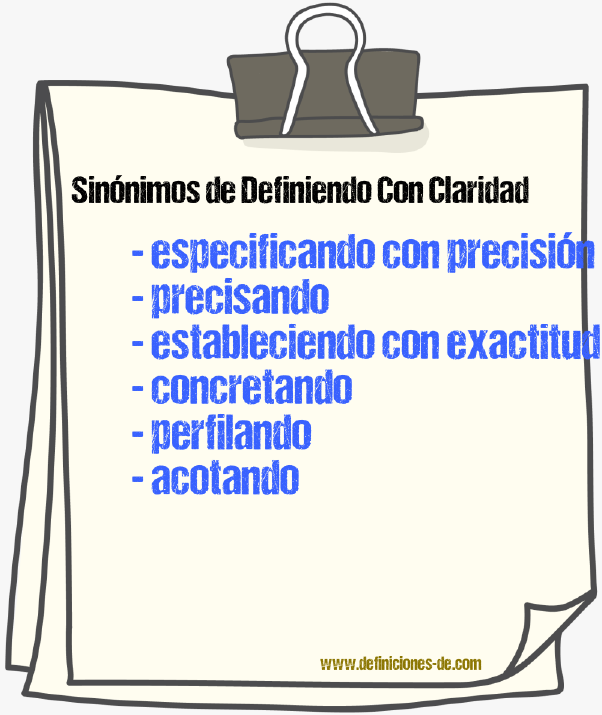 Sinónimos de definiendo con claridad