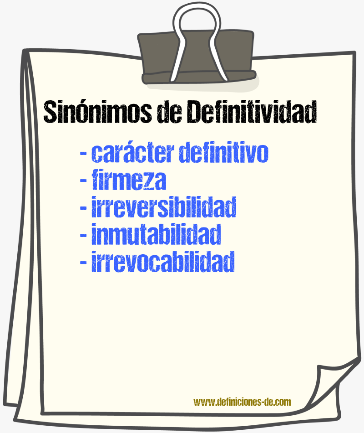 Sinónimos de definitividad