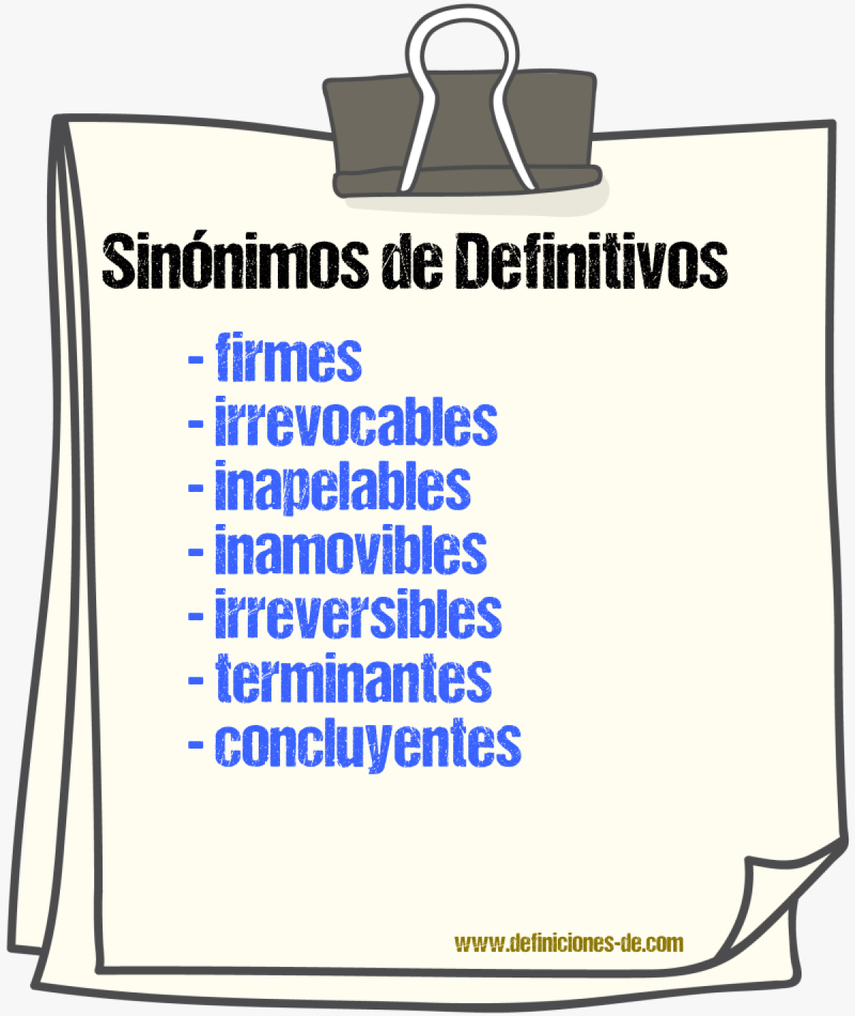 Sinónimos de definitivos