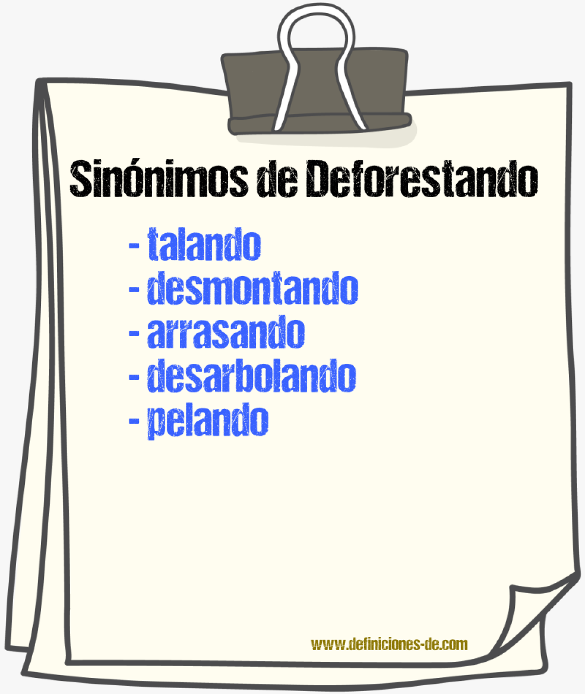 Sinónimos de deforestando