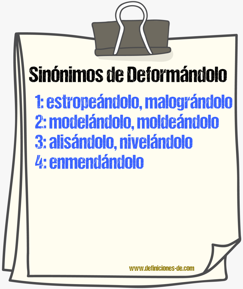 Sinónimos de deformándolo