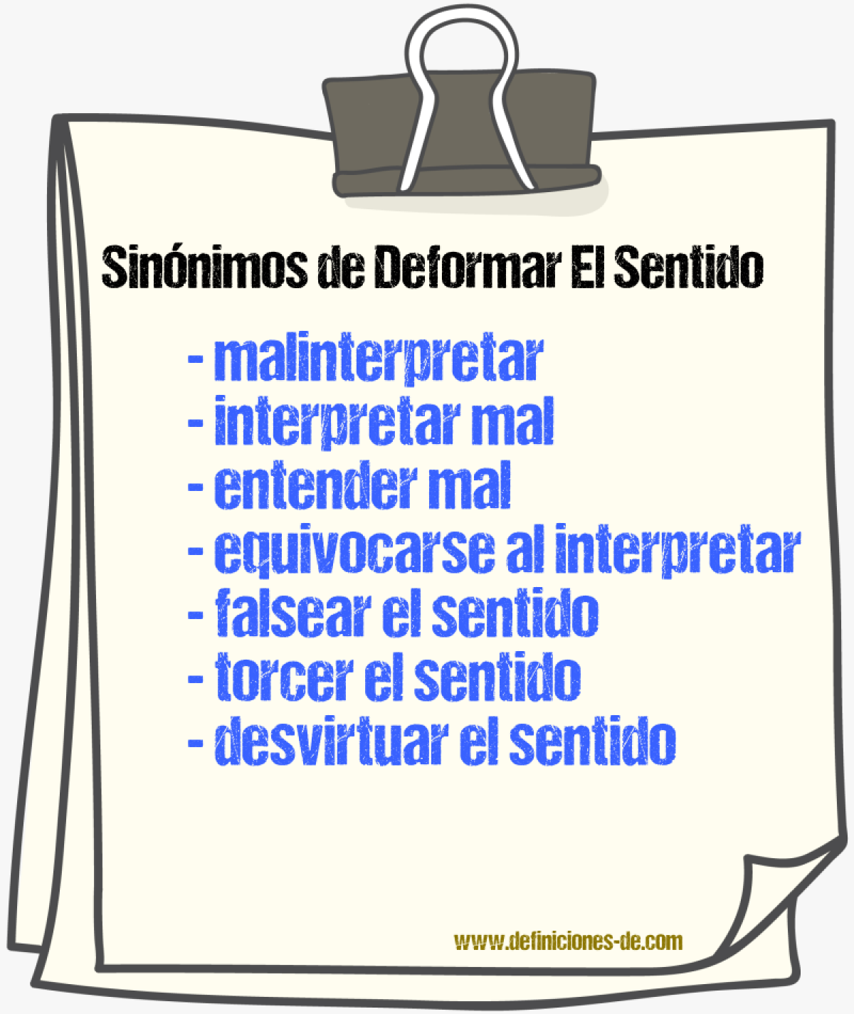 Sinónimos de deformar el sentido