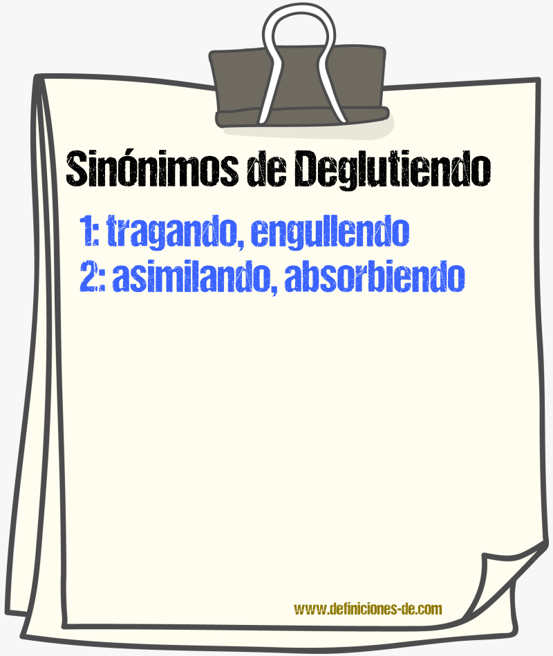 Sinónimos de deglutiendo
