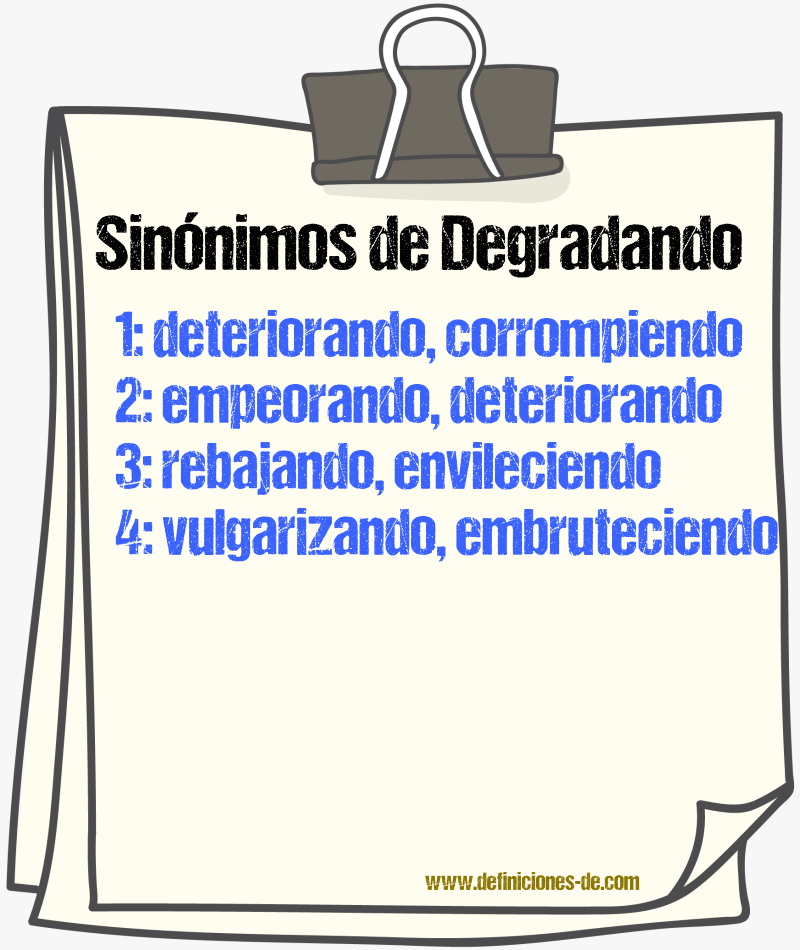 Sinónimos de degradando