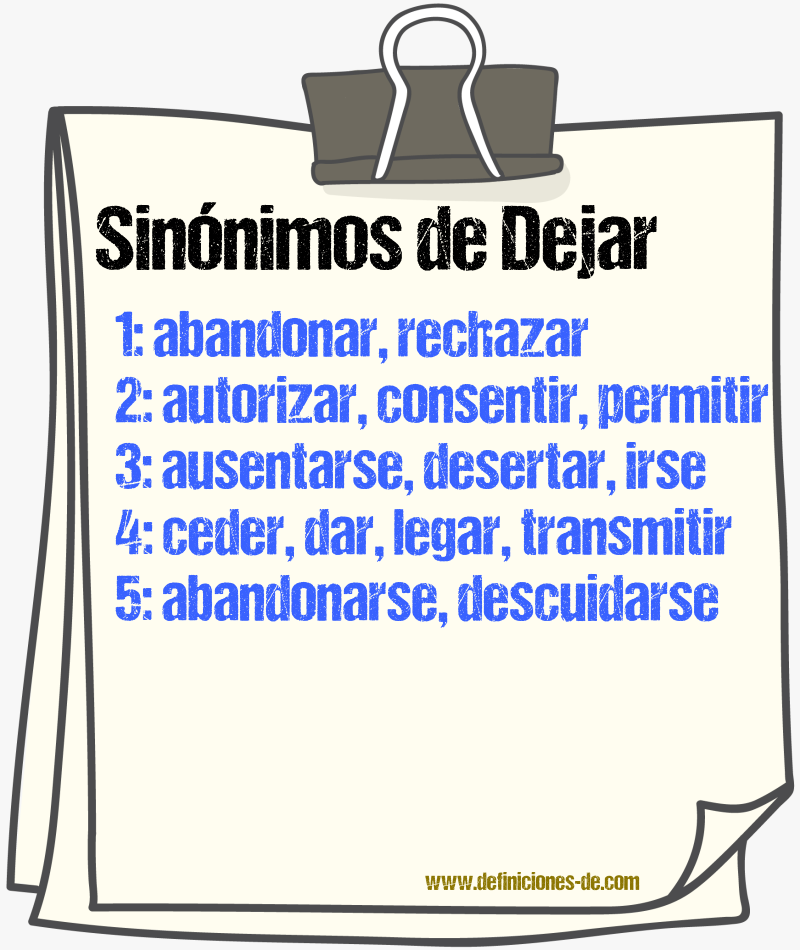 Sinnimos de dejar