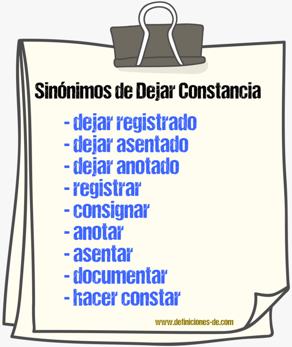 Sinónimos de dejar constancia