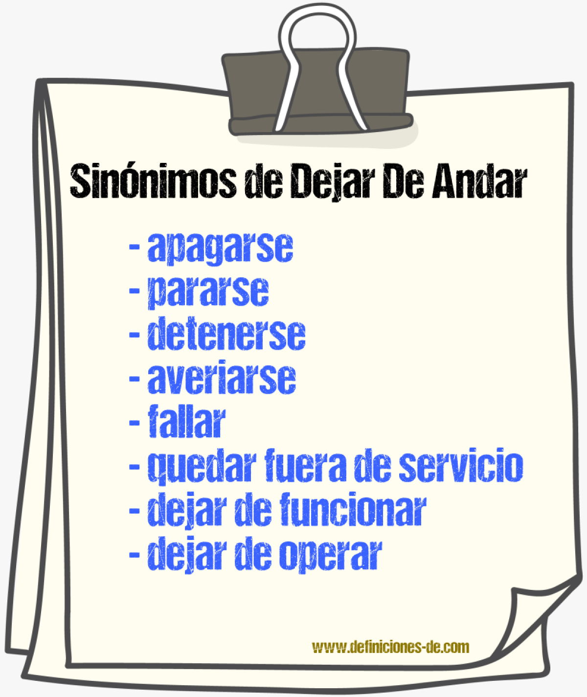 Sinónimos de dejar de andar