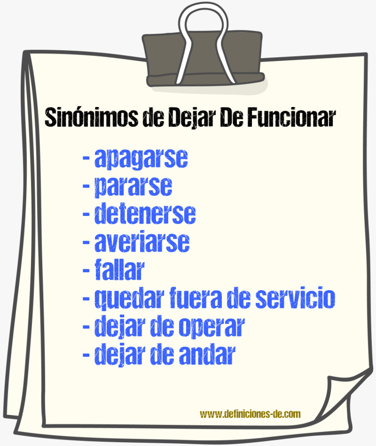 Sinónimos de dejar de funcionar