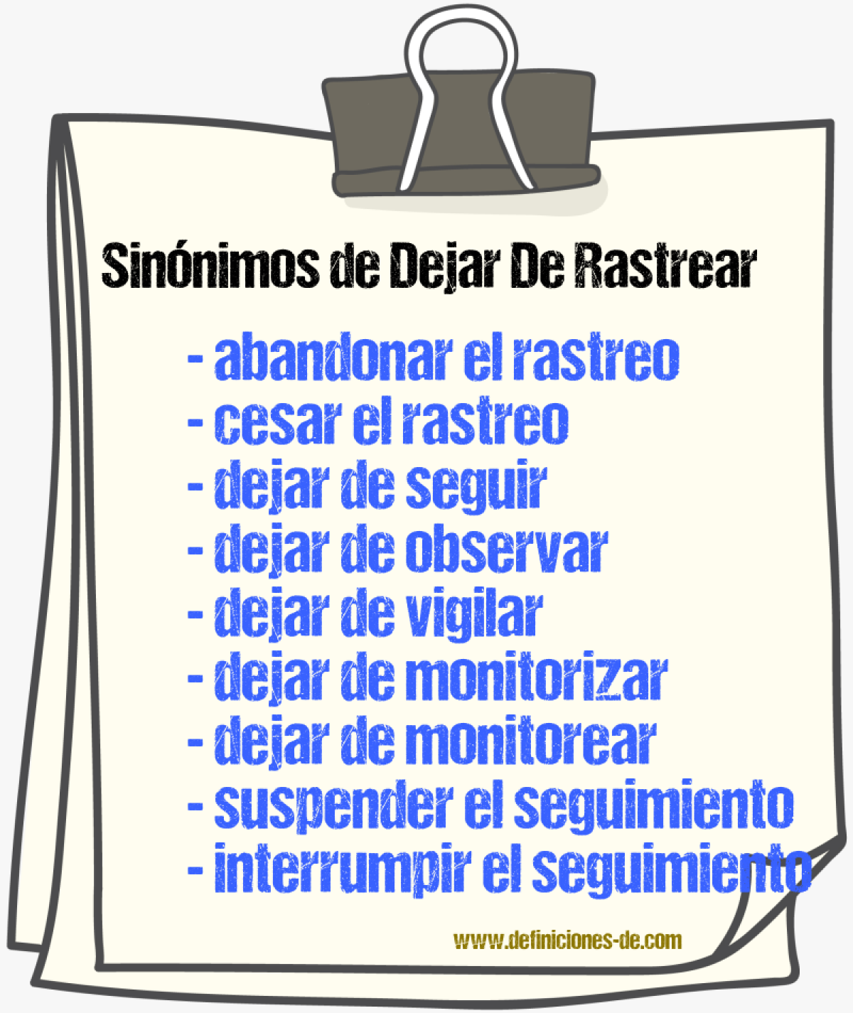 Sinónimos de dejar de rastrear