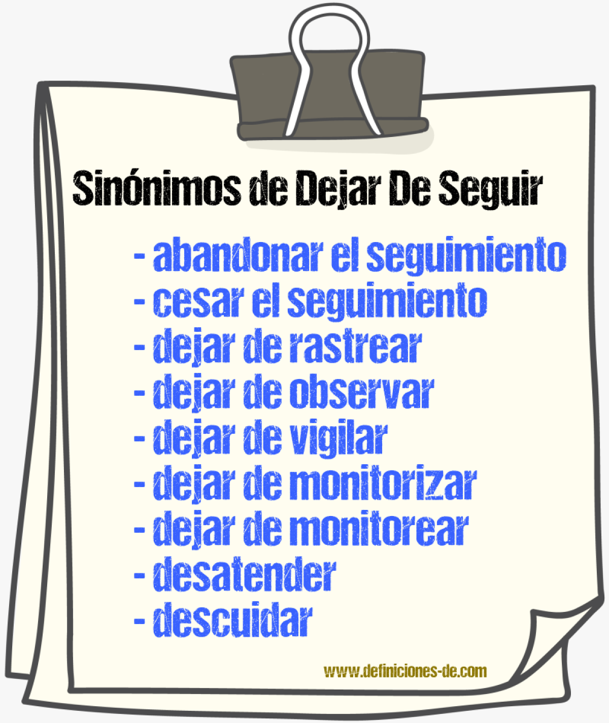 Sinónimos de dejar de seguir