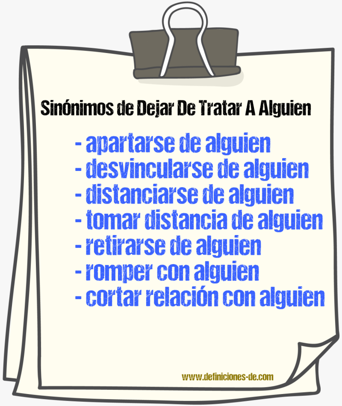 Sinónimos de dejar de tratar a alguien