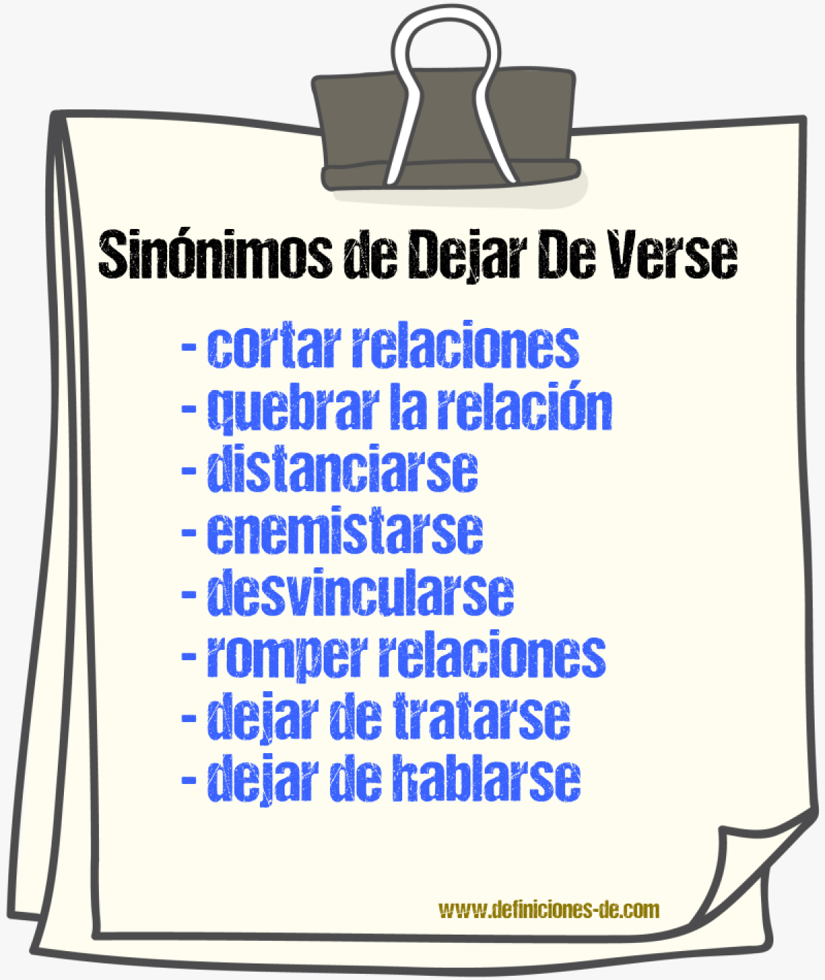 Sinónimos de dejar de verse