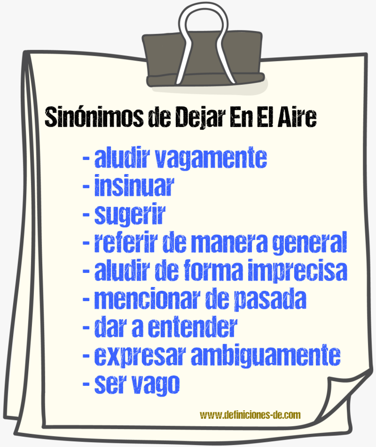 Sinónimos de dejar en el aire