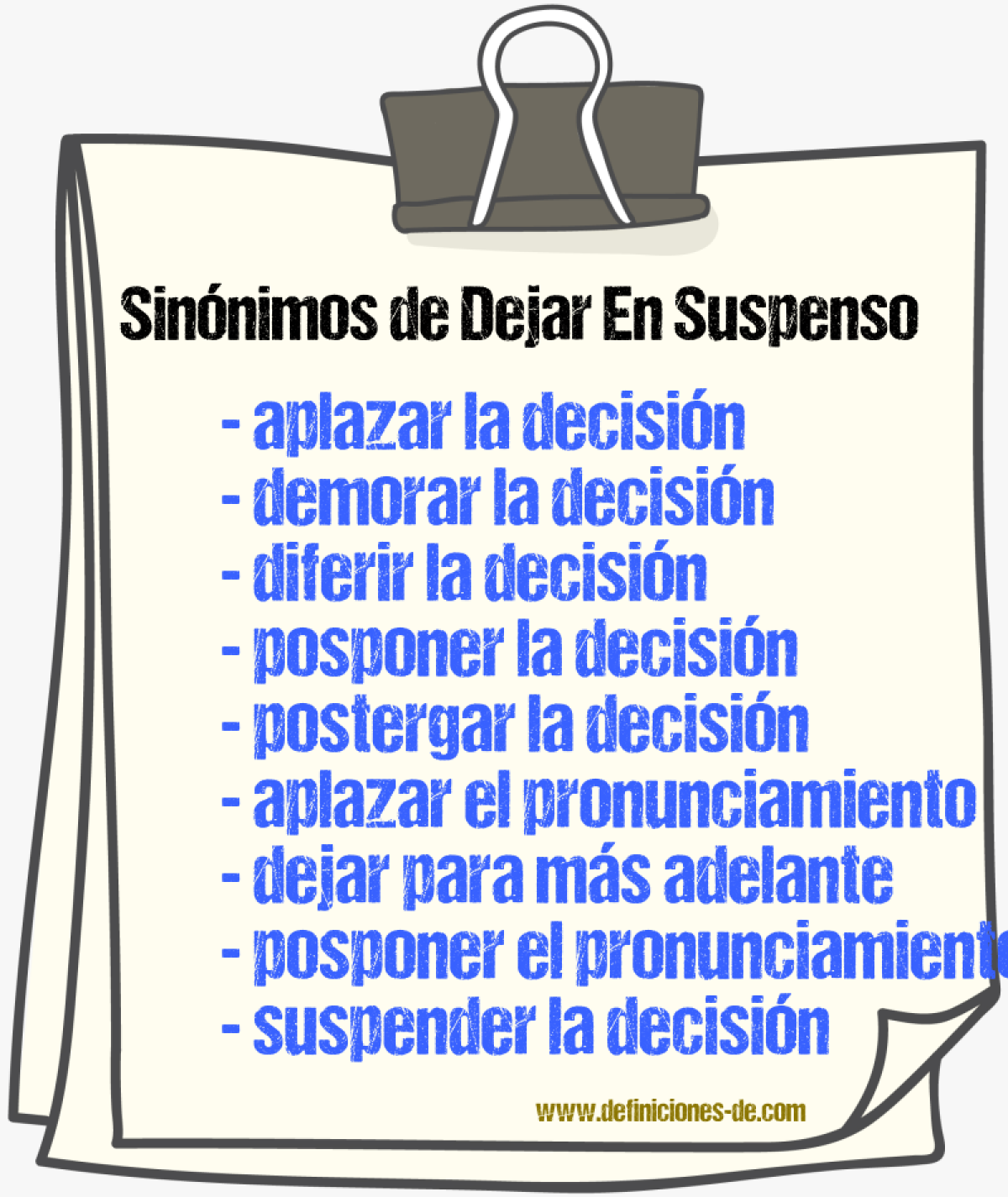 Sinónimos de dejar en suspenso