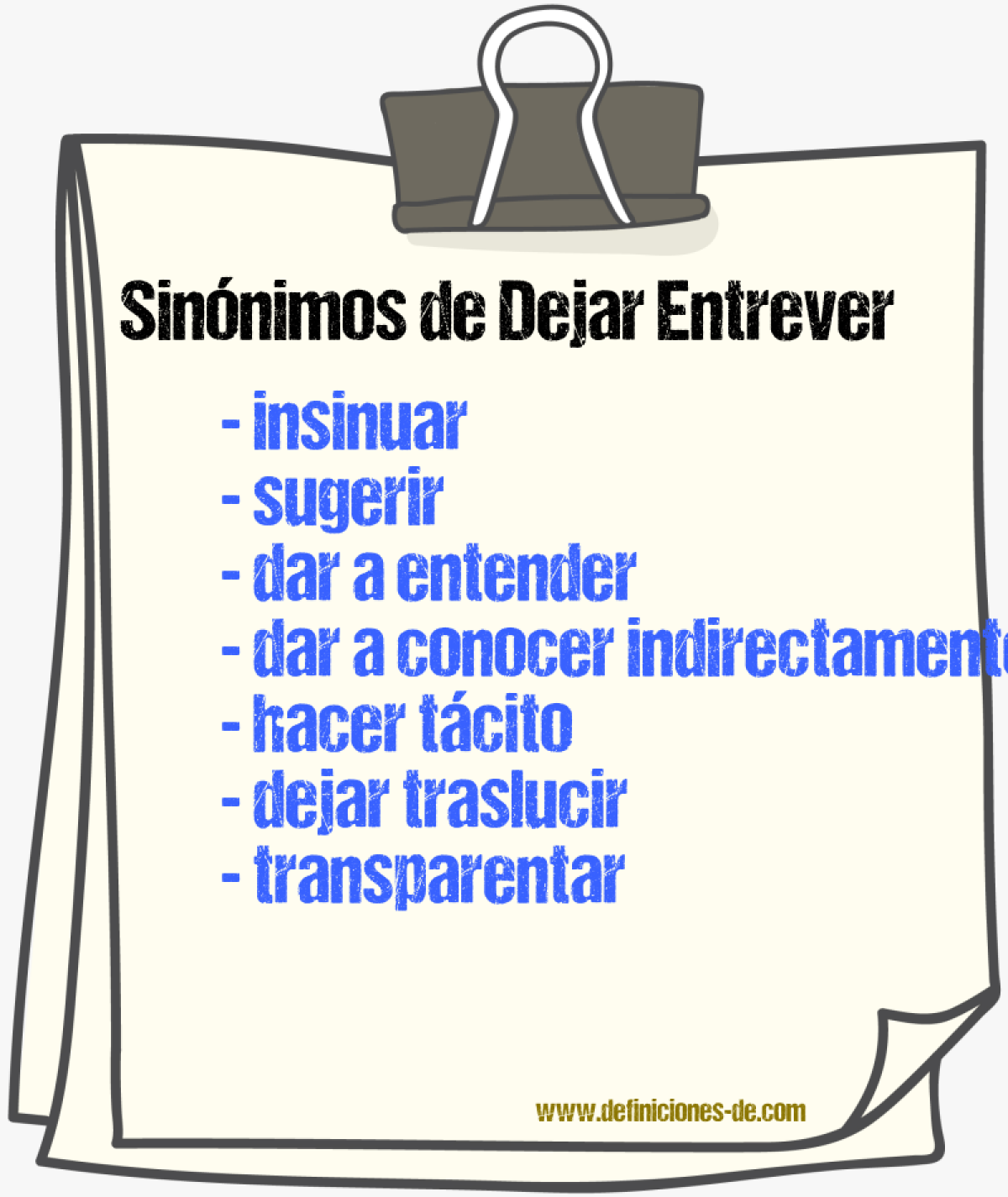 Sinónimos de dejar entrever