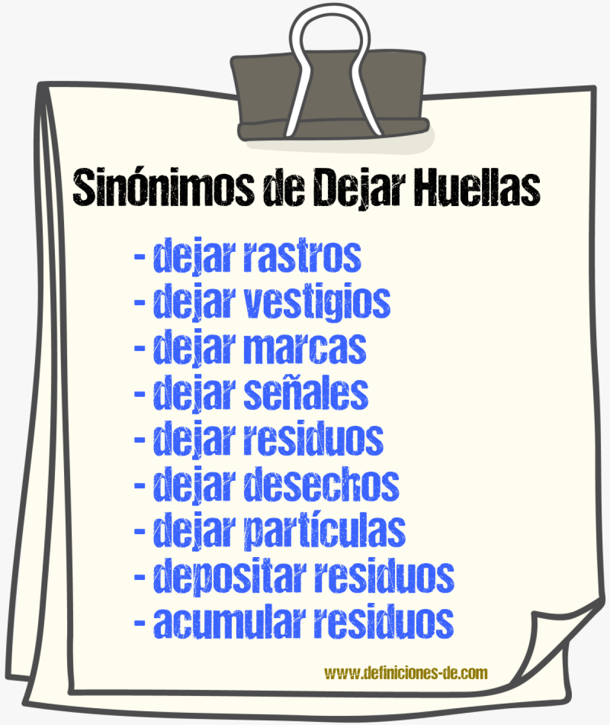 Sinónimos de dejar huellas