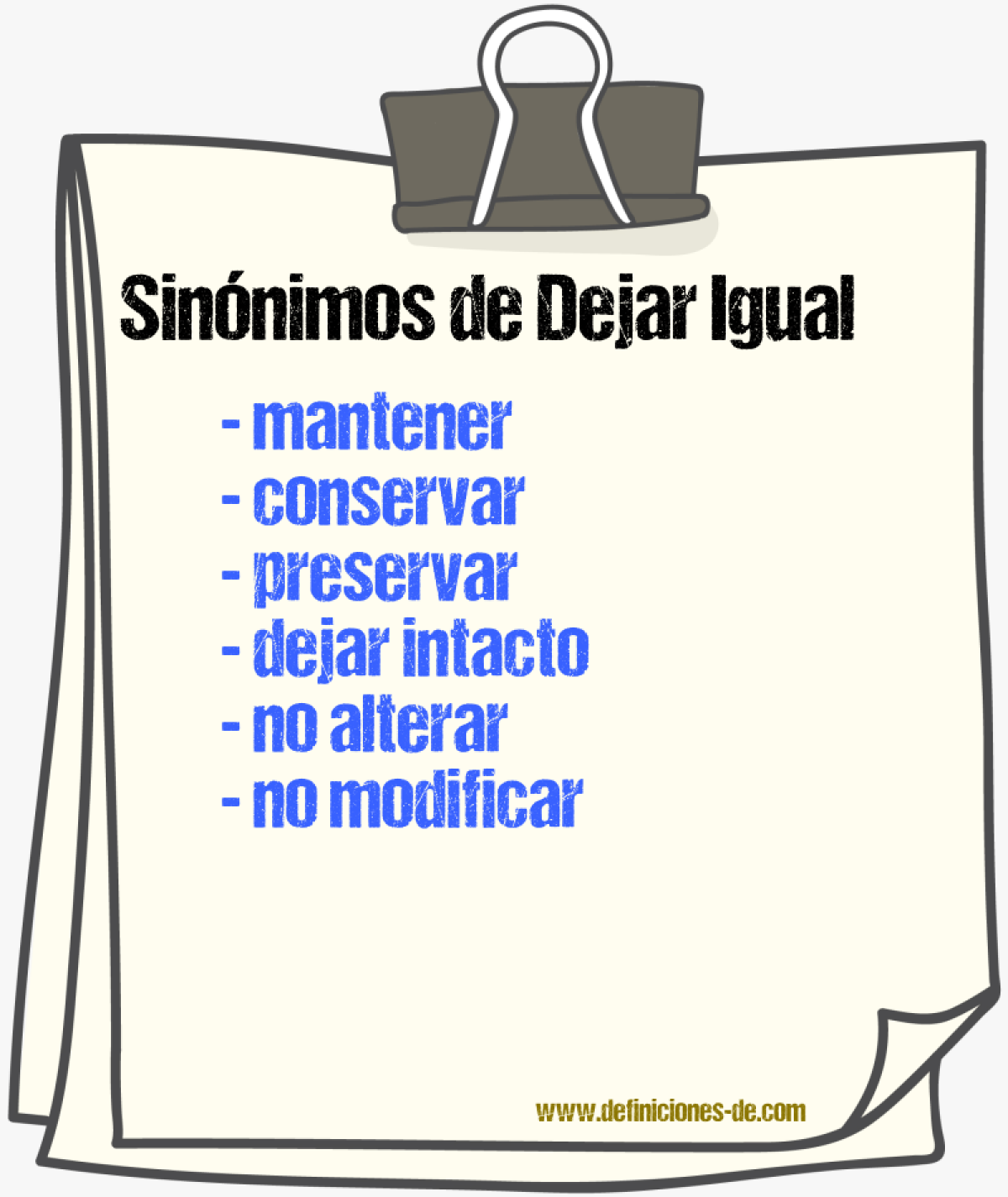 Sinónimos de dejar igual