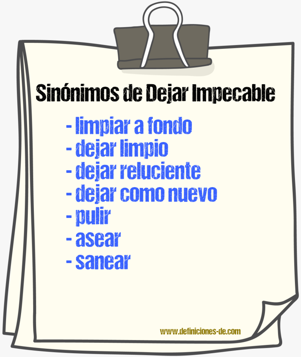 Sinónimos de dejar impecable