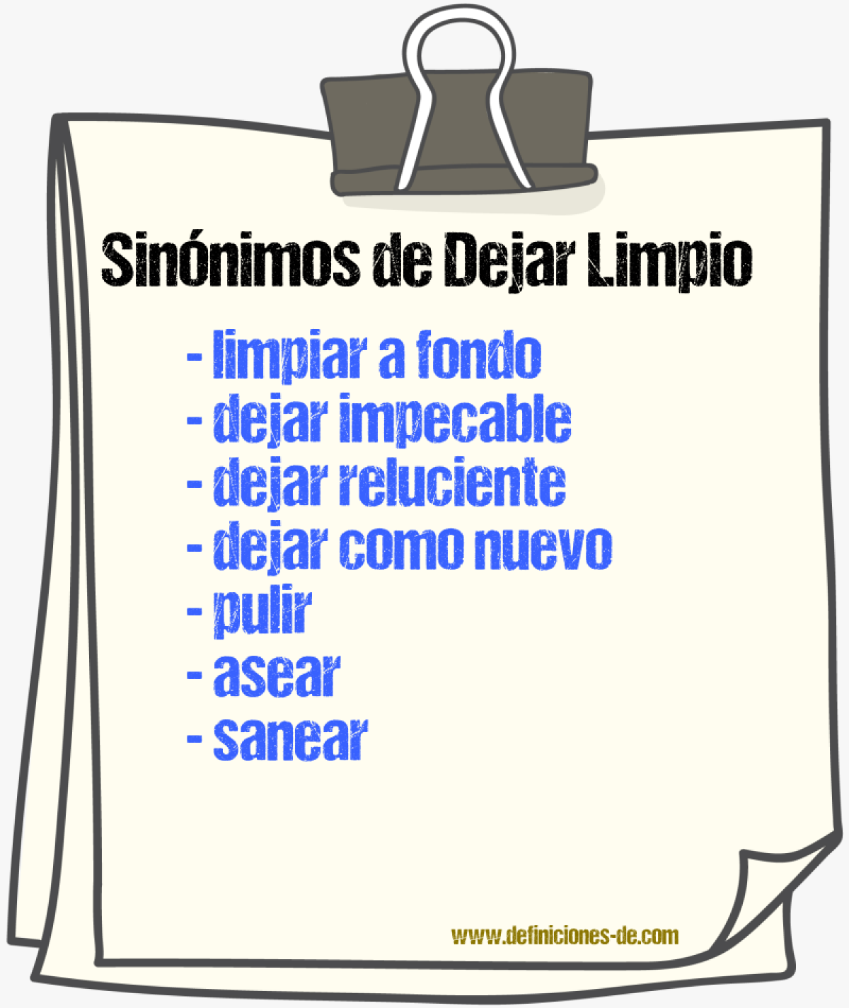 Sinónimos de dejar limpio