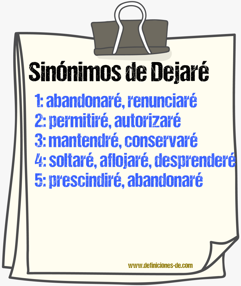 Sinónimos de dejaré