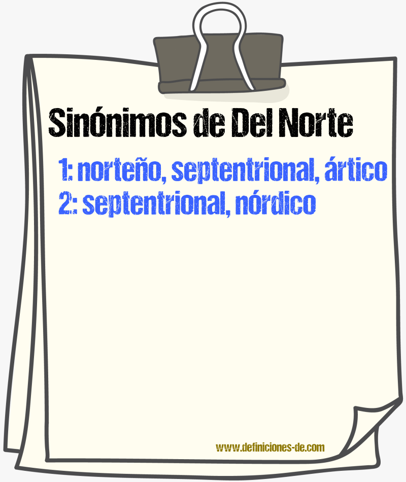 Sinónimos de del norte