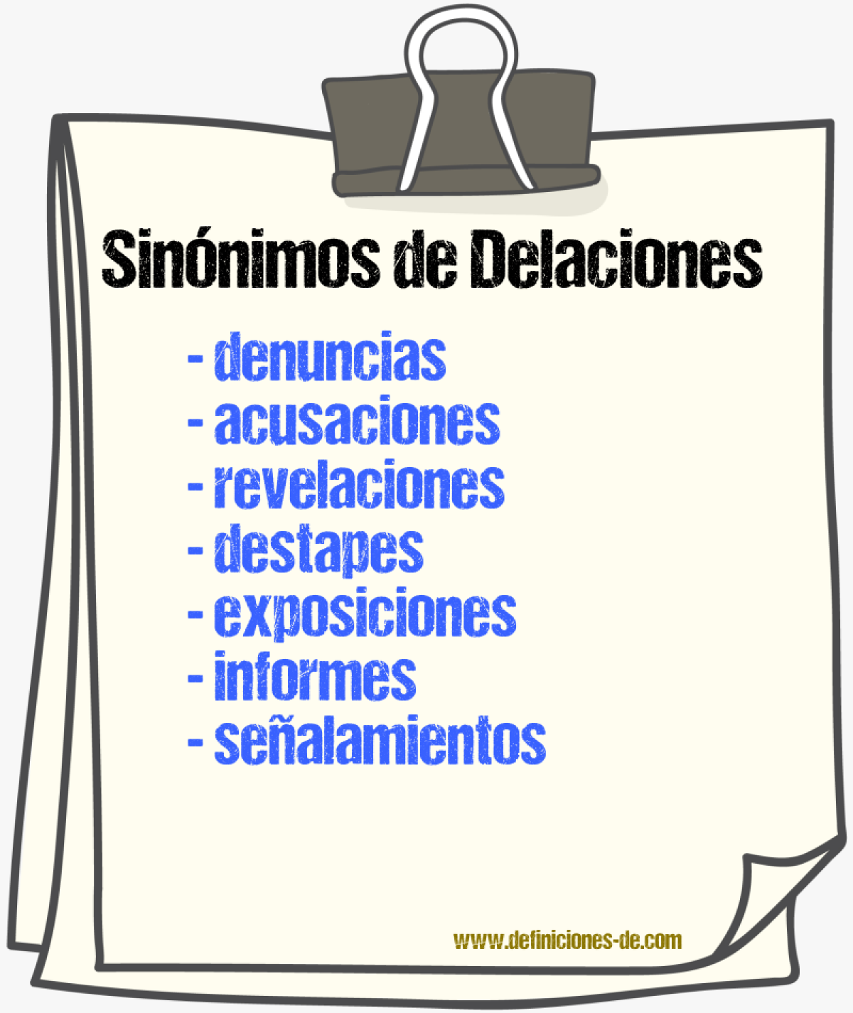 Sinónimos de delaciones