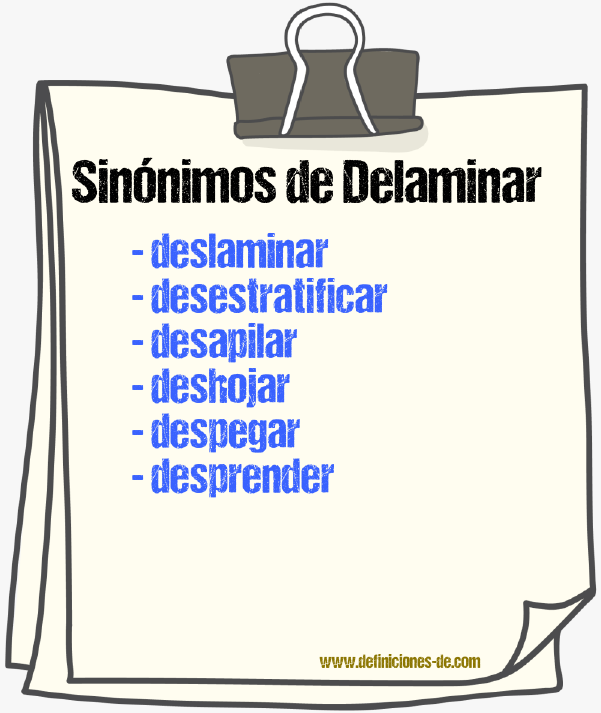 Sinónimos de delaminar