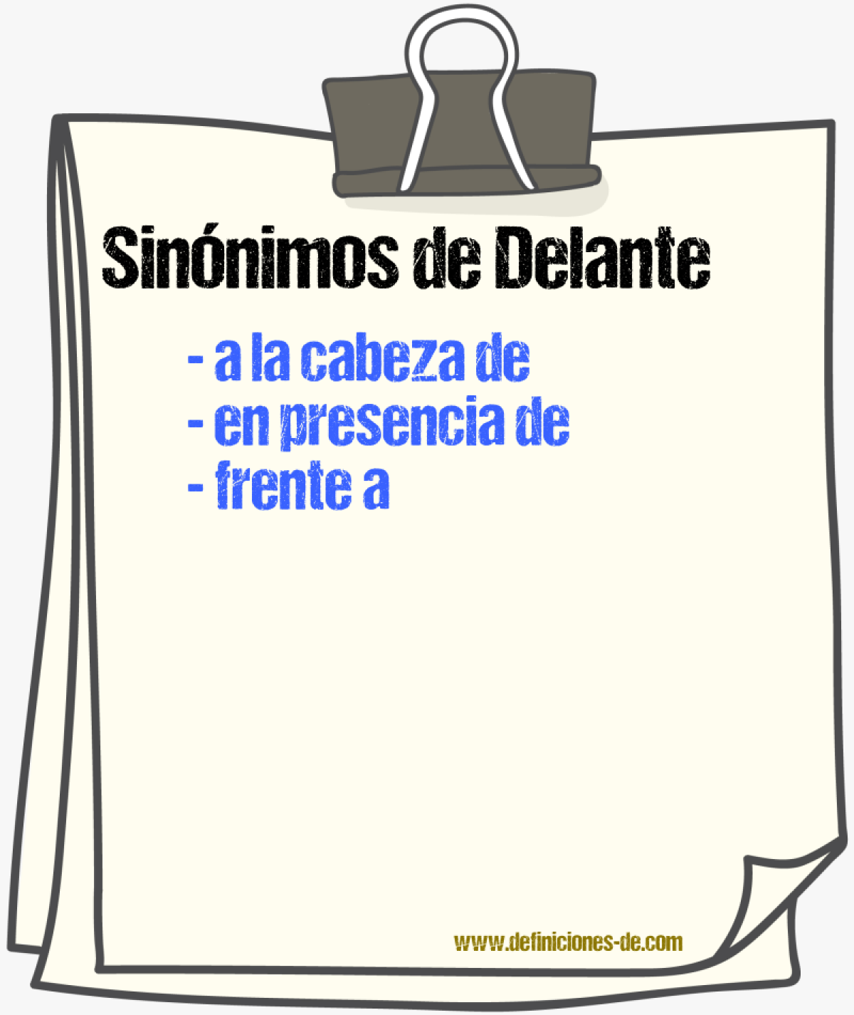 Sinnimos de delante