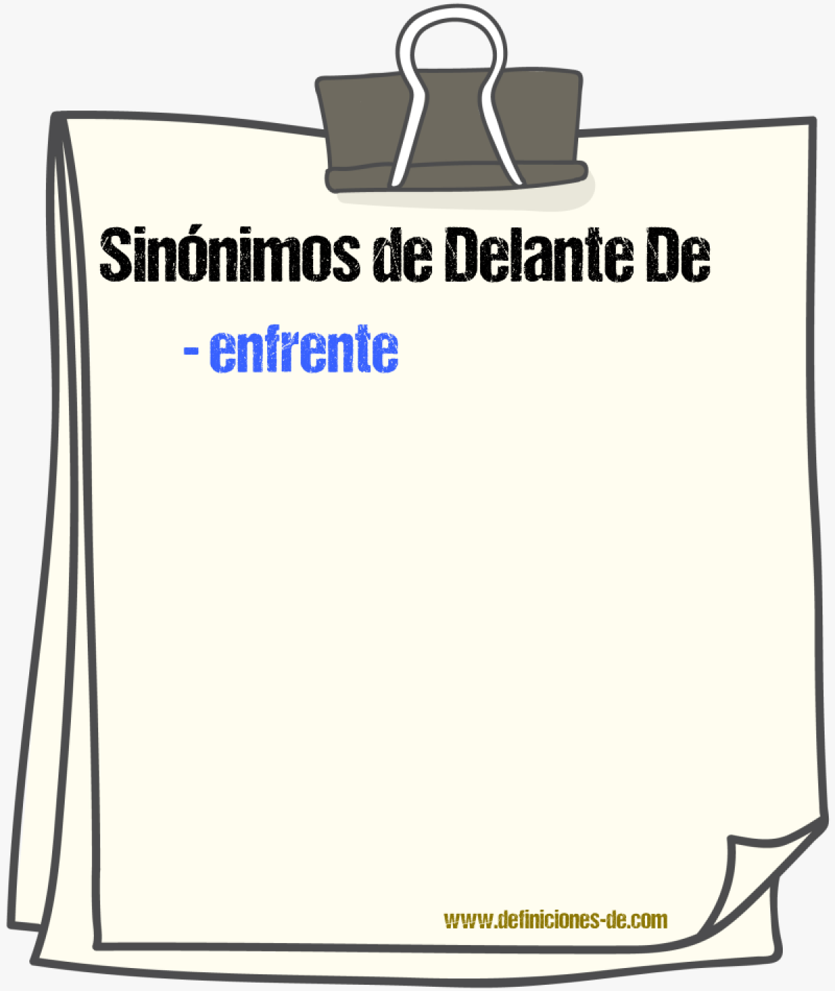 Sinnimos de delante de