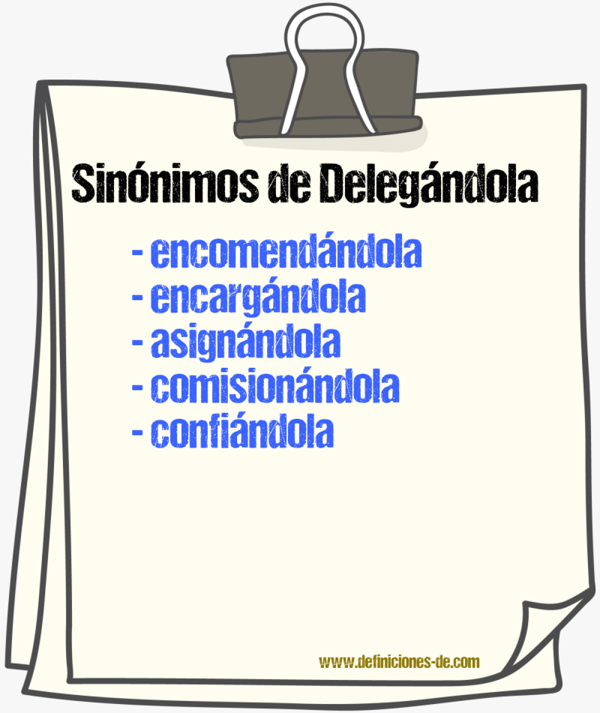 Sinónimos de delegándola